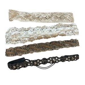 Elegant Lace and Beaded Headbands Set